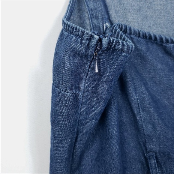 American Eagle Outfitters thin wide leg chambray overalls sz 4 - Picture 7 of 7